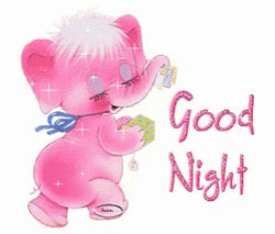 Good Night Animated Pink Elephant GIF