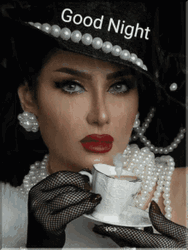 Good Night Beautiful Classy Woman Holding Cup GIF