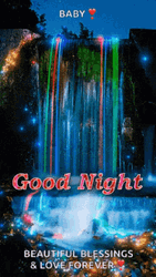 Good Night Beautiful Colorfula And Magical Waterfall GIF