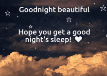 Good Night Beautiful Falling Star And Clouds GIF