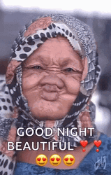 Good Night Beautiful Old Woman With Wacky Face GIF