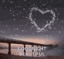 Good Night Beautiful Stars With Heart Formation GIF