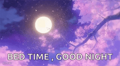 Good Night Card With Tree Branch And Full Moon GIF