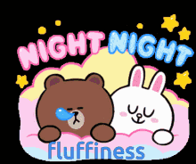 Good Night Cute Bear Bunny Fluffy Cotton Candy