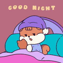 Good Night Cute Bear Sleepwear Bed GIF