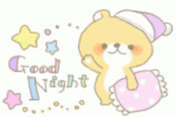 Good Night Cute Bear Waving Stars Pillow