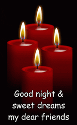 Good Night Friends Lighted Red Candles Creative Art