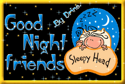 Good Night Friends Sleepy Head Fun Art
