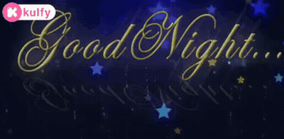 Good Night Gold Text On Dark Blue Background GIF