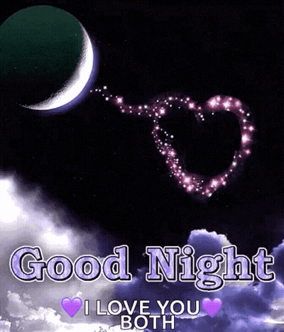 Good Night Greeting Card With Crescent Moon And Star Heart GIF