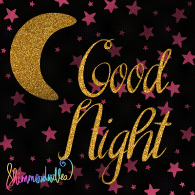 Good Night Greeting Card With Crescent Moon And Stars GIF