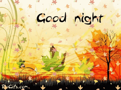 Good Night Greeting Card With Falling Leaves GIF