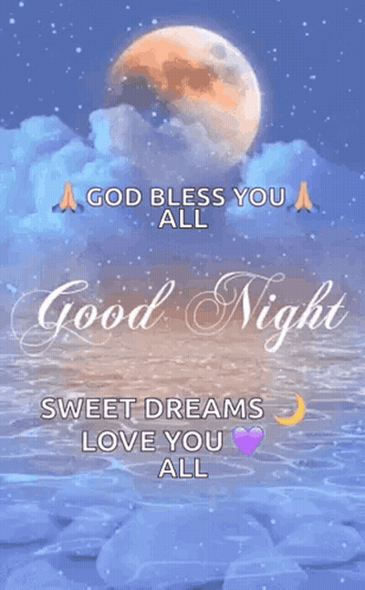 Good Night Greeting Card With Full Moon GIF