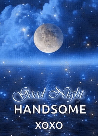 Good Night Handsome Xoxo Card Full Moon GIF