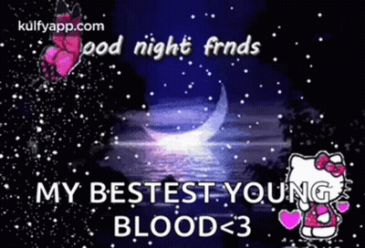 Good Night Hello Kitty And Butterfly GIF