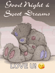 good night teddy bear with flowers