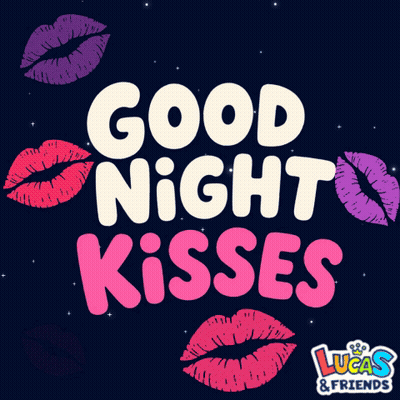 Good Night Kisses Poster With Lucas & Friends GIF