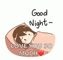 Good Night Love You Animated Girl Sleep Greeting