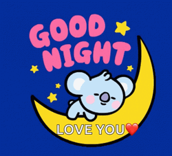Good Night Love You Bt21 Sleeping Moon Greeting