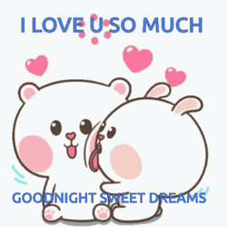 Good Night Love You Bunny Couple Cheek Hearts