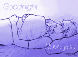 Good Night Love You Couple Cuddle Sketch Art