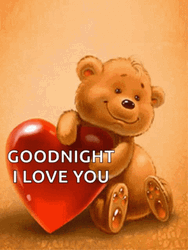 Good Night Love You Cute Teddy Bear Heart