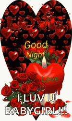 Good Night Love You Romantic Red Roses Hearts GIF