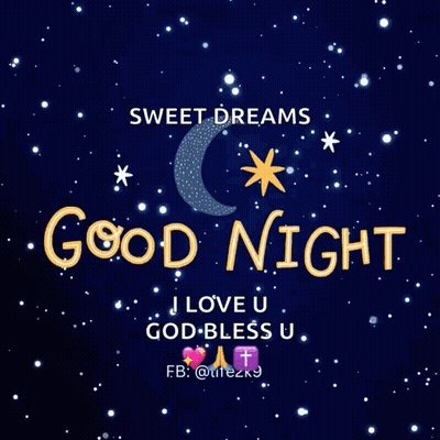 Good Night Message With Crescent Moon And Stars GIF