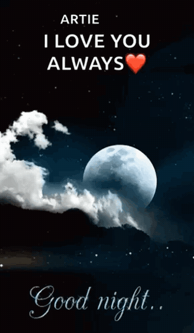 Good Night Message With Full Moon GIF