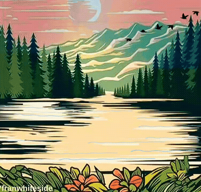 Good Night Mountain Lake Sunset GIF