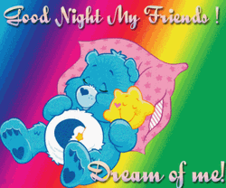 Good Night My Friends Sleeping Blue Bear Design GIF