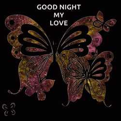 Good Night My Love Sparkling Butterfly GIF