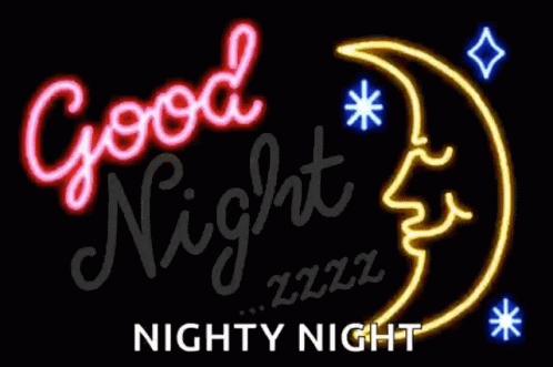 Good Night Neon Sign With Crescent Moon GIF