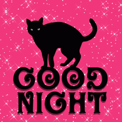 Good Night Pink Black Cat  GIF