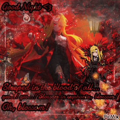 Good Night Poster With Blood And Blossoms GIF