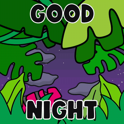 Good Night Poster With Green Leaves GIF