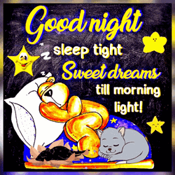 Good Night Sleep Tight Light Bear Cat Sleeping GIF