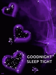 Good Night Sleep Tight Purple Hearts Fireworks GIF