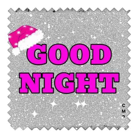 Good Night Sticker With Pink Santa Hat Sticker
