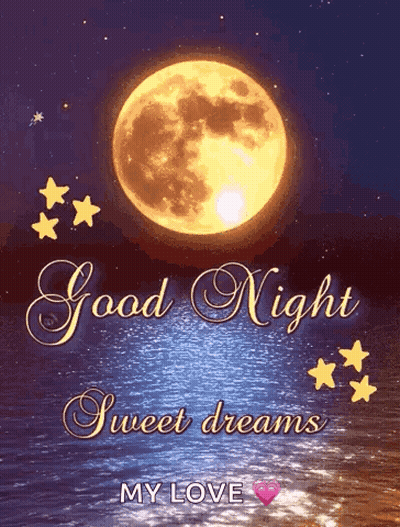 Good Night Sweet Dreams Full Moon Card GIF