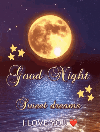 Good Night Sweet Dreams Full Moon Stars GIF