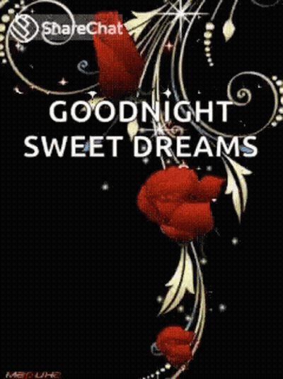 Good Night Sweet Dreams Greeting Card With Red Roses