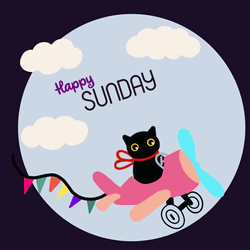 Good Sunday Morning Flying Cat GIF