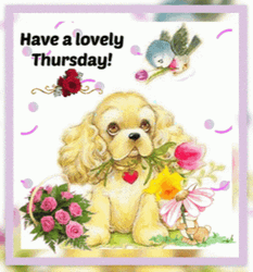 Good Thursday Morning Dog Flowers GIF