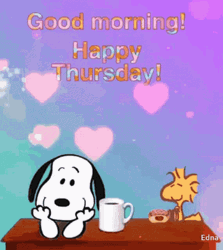 Good Thursday Morning Snoopy Rainbow GIF