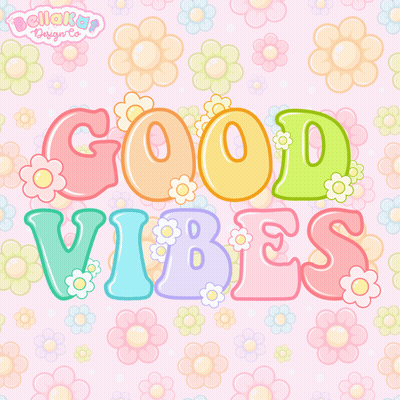 Good Vibes On Pink Background With Flowers GIF