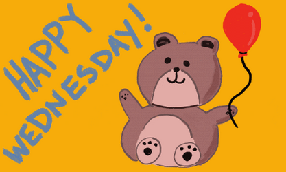 Good Wednesday Morning Bear Red Balloon GIF