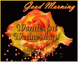 Good Wednesday Morning Glittery Yellow Rose GIF