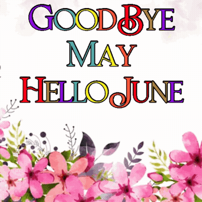 Goodbye Hello June Card With Pink Flowers GIF