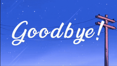 Goodbye On Blue Background With Telephone Pole GIF